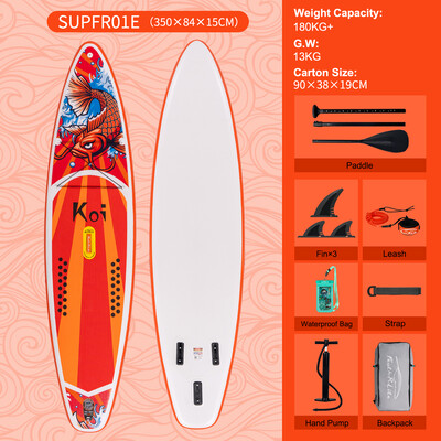 Aufblasbares Surf-Paddleboard 11'6" - Sup Koi Orange Farben - Luxemburg