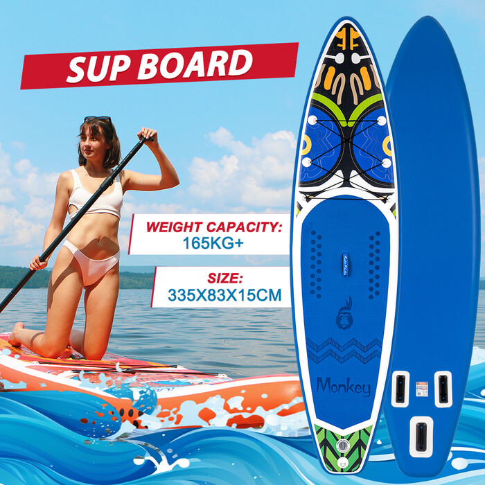 Aufblasbares Surf-Paddleboard 11' - Affe Blau - Luxemburg