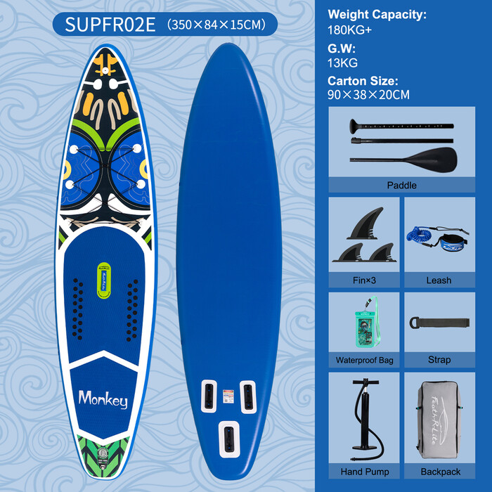 Aufblasbares Surf-Paddleboard 11'6" - Affe Blau - Luxemburg