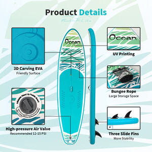 Aufblasbares Surf-Paddleboard 11' - Ozean Himmel Blau - Luxemburg