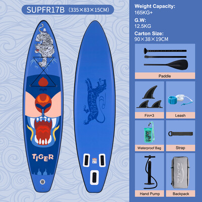 Aufblasbares Surf-Paddleboard 11' - Tigerblau - Luxemburg