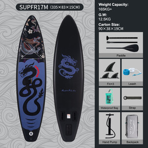 Aufblasbares Surf-Paddleboard 11' - Schwarzer Drache - Luxemburg