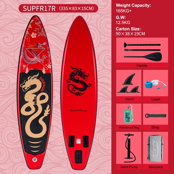 Aufblasbares Surf-Paddleboard 11' - Roter Drache - Luxemburg