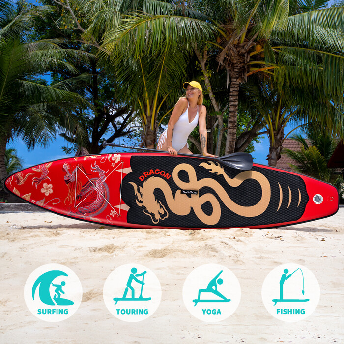 Aufblasbares Surf-Paddleboard 11' - Roter Drache - Luxemburg